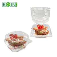 Contenedor de pastel de una sola vez con bisagra redonda / triangular Contenedor de pastel de plástico con cáscara de almeja Contenedores de rebanada de pastel Embalaje con tapa personalizada