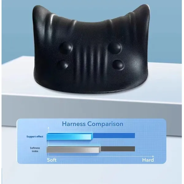 C-Shape Neck Massage Pillow with Heat and Vibration C-shaped design conforms to the curve of the neck Deeply massages the cervical spine to relieve stiffness in the shoulders and neck