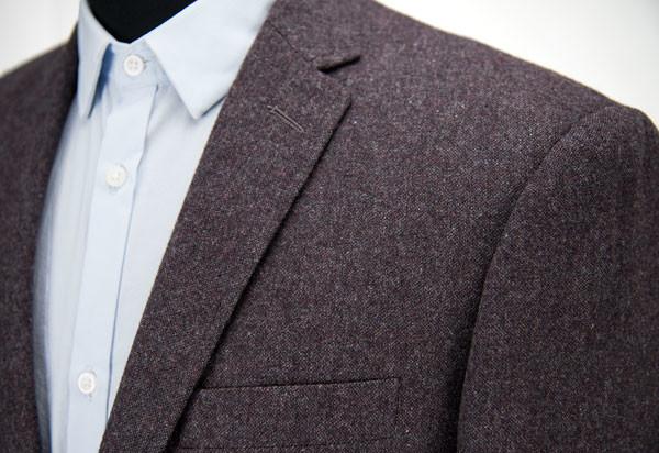 Wool Dark Grey Slim Fit Blazer Woven Fabric Anti Shrink / Anti Wrinkle