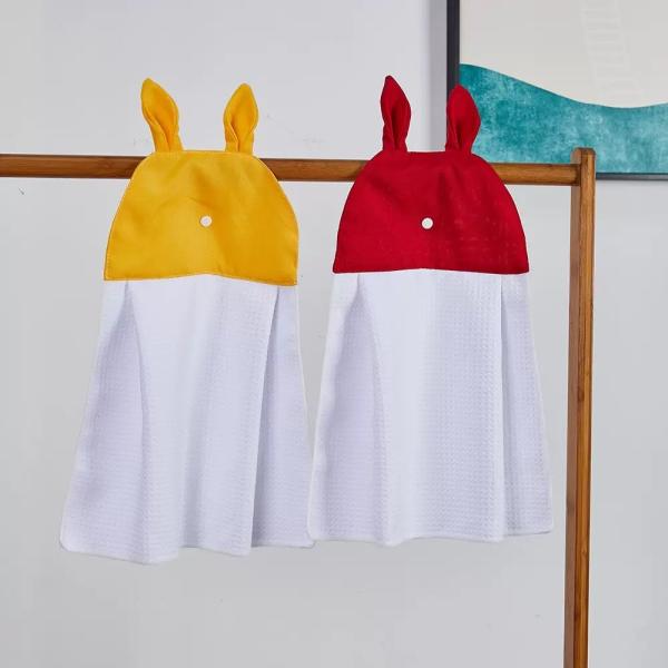 Creative Waffle Polyester Hand Towels For Sublimation With Rabbit Ear