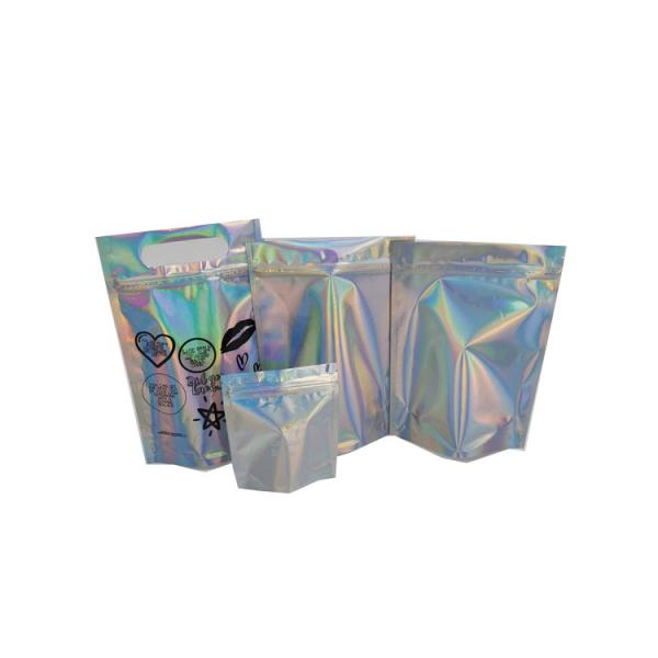O cosmético cosmético do zíper da impressão ensaca o empacotamento Ziplock da folha plástica do holograma de Mylar