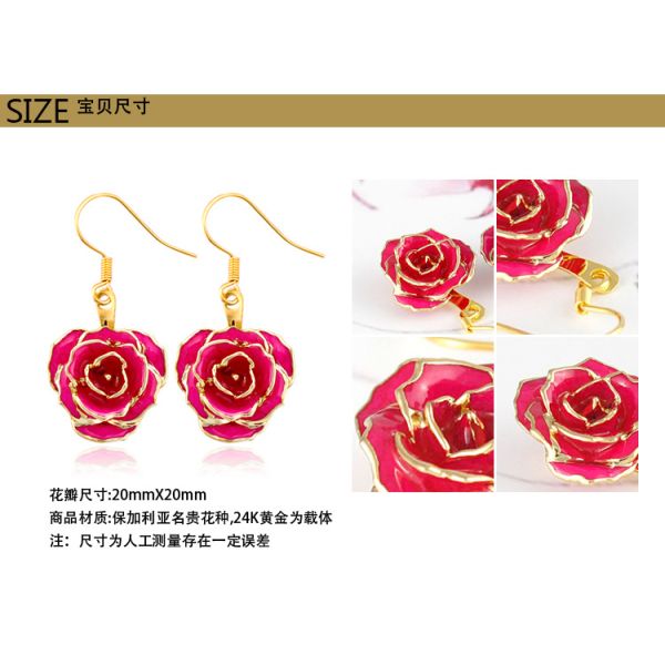 24k Gold Plated Rose Earrings Gifts for Girlfriend  Preserved Flowers Wholesale Hot Rose Earrings