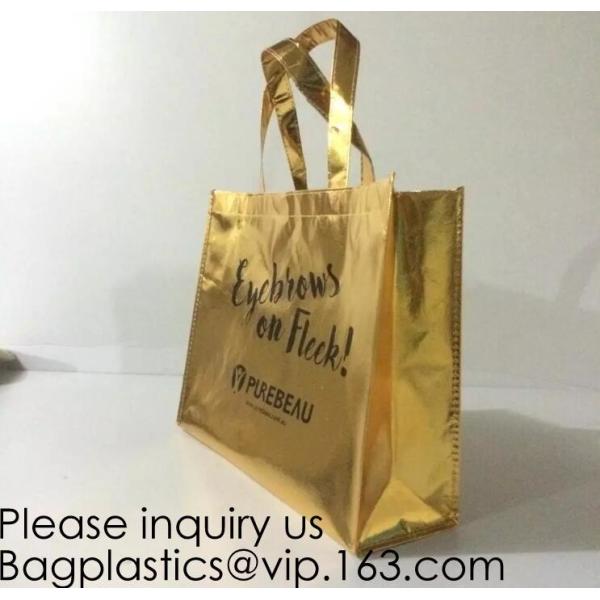 Golden pac Bling Bling Glossy Durable Reusable Medium Non-woven Gift Bag Set Of 5,Shopping Bag,Promotional Bag Silvery