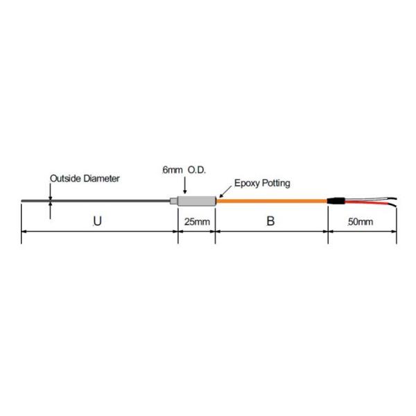 Fast-Response Type J Thermocouple: Φ1.5mm Probe with High-Temp Kapton Lead Wire