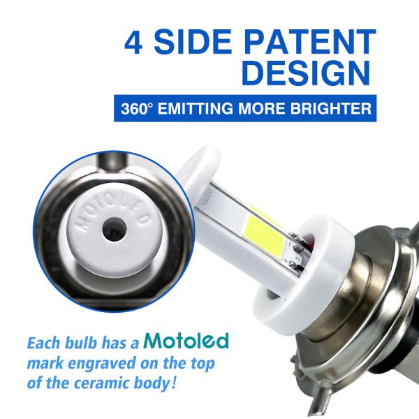 High Power 4 Side Emitting LED Bulb Voltage 8-80V AC/DC for Motorcycle Motorbike Moto