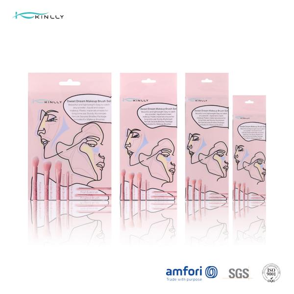 Manija plástica sintética superior del sistema de cepillo del maquillaje del viaje de 6 PCS