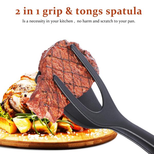 Fruit Vegetable Tools Type 2 In 1 Spatula Tong PPA Material Grip and Flip Egg Clip