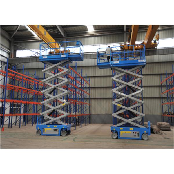 Blue Color Mid Rise Scissor Lift  Low Profile Scissor Lift Smooth Running