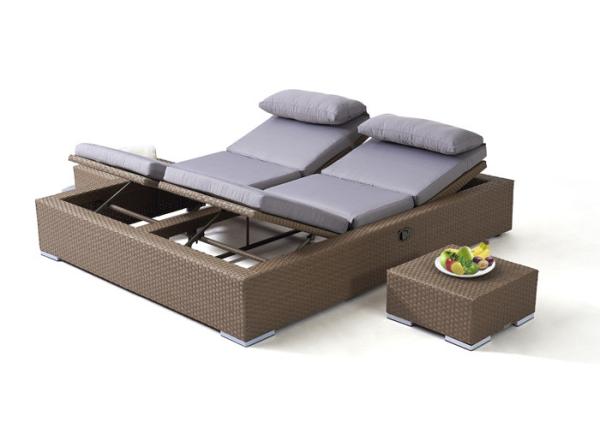 Pool Side Rattan Height Adjustable Outdoor Sunbed Customized Color