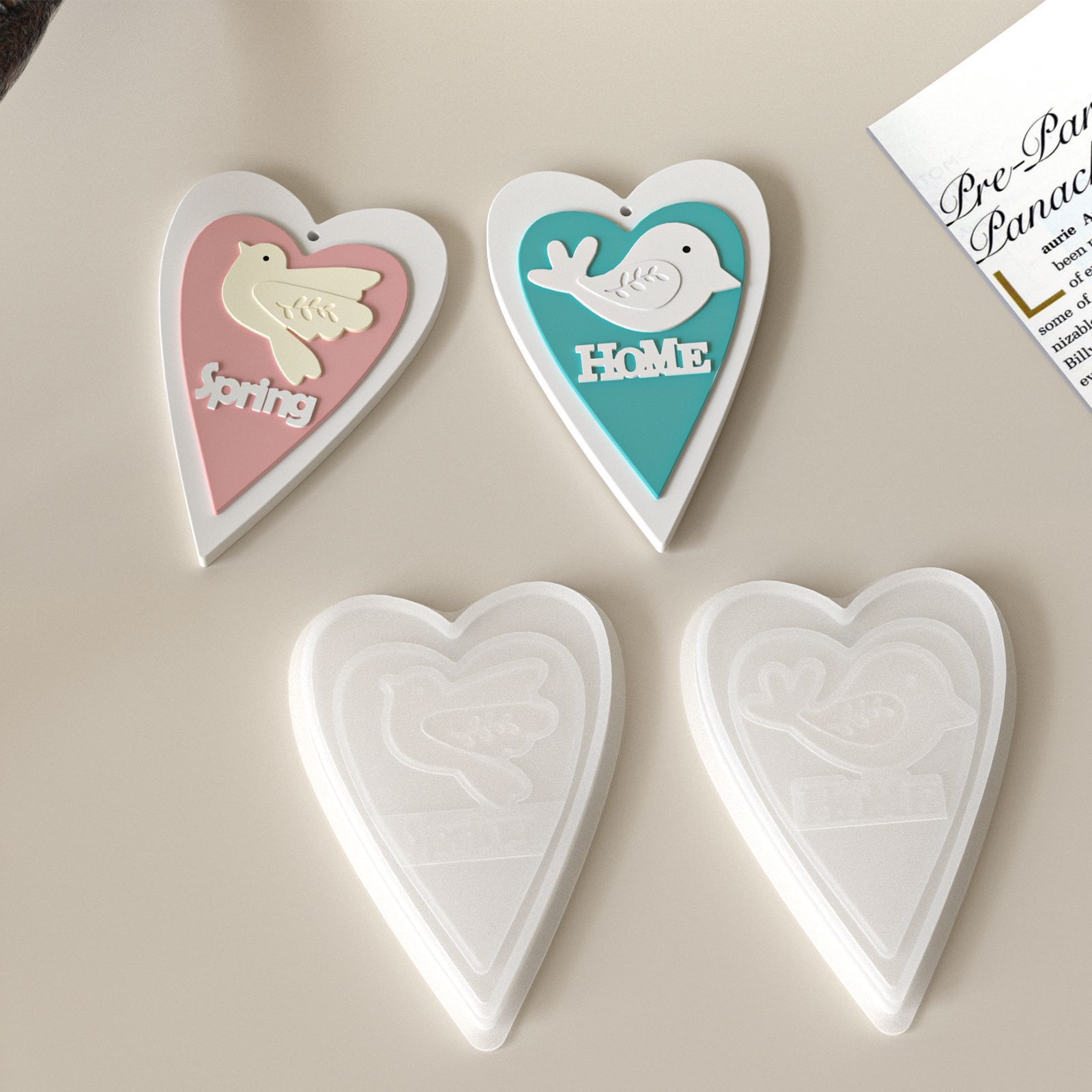 DIY Easter Love Bird Letter Home English Spring Listing Gypsum Silicone Mold