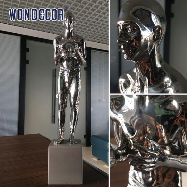Standing Person Stainless Steel Garden Sculptures Weather Resistance