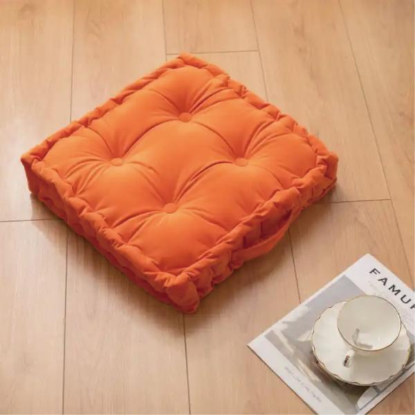 Customized Color Thicken Velvet Square Floor Cushions With Handle for Home Decor Sofa