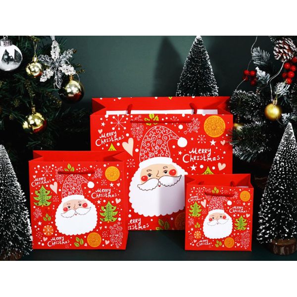 Printed CCNB Christmas Paper Bags For Xmas Eve Gift Takeaway