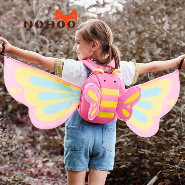 Nohoo factory price blue butterfly 3D cartoon backpack preschool neoprene Backpack for girls