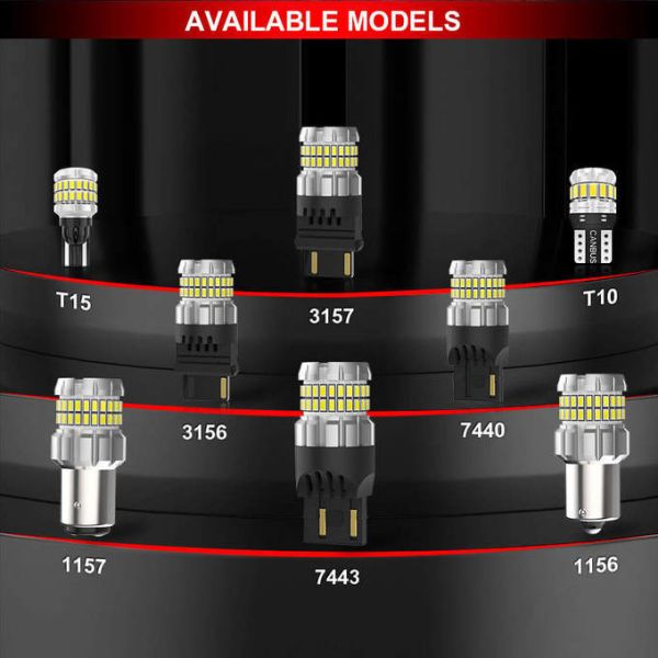 Halogen Size Non Polarity 850LM 8W G15 LED Turn Signal Light7440 W21W 3156 1156 Back up Lights for Car LED Small Bulb