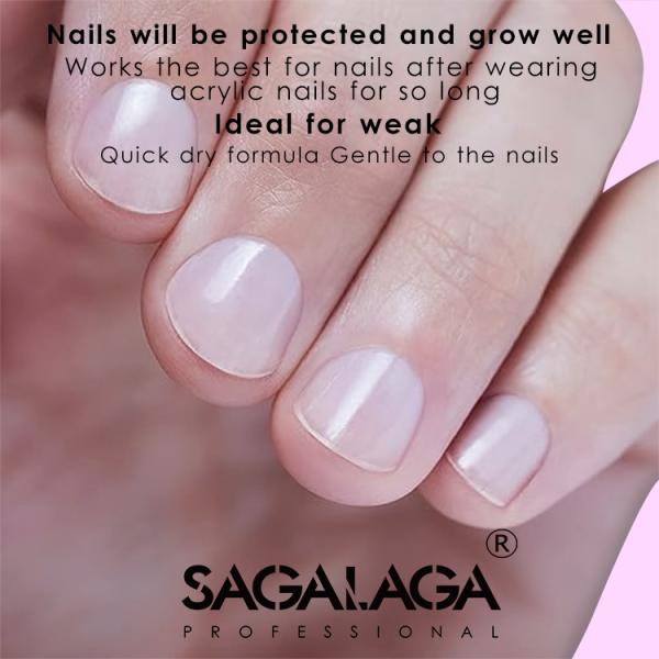SAGALAGA 15ML 3 in 1 Fast Dry Transparent Strengthener Nails Top and Base Coat Long Lasting No Lamp Cured Nail Polish
