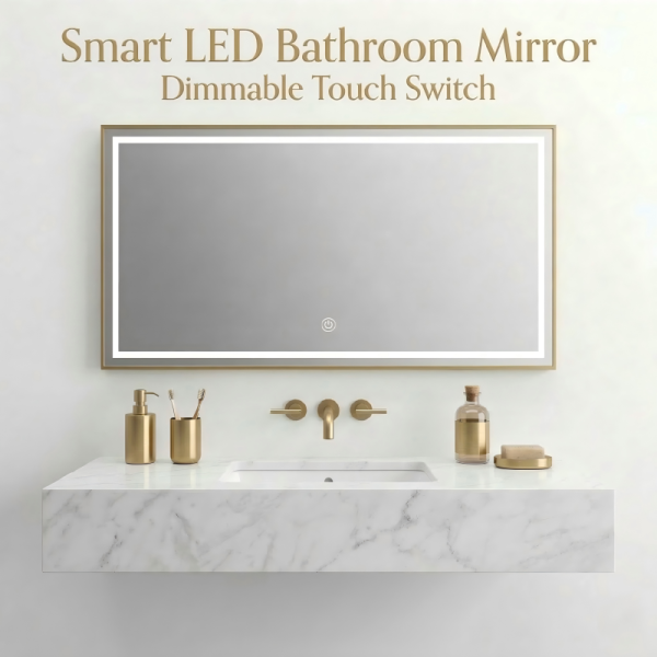 Kingstin Luxury Custom Stainless Steel Smart LED Bathroom Mirror | Dimmable, Anti-Fog & Bluetooth | Backlit Wall Vanity Mirror