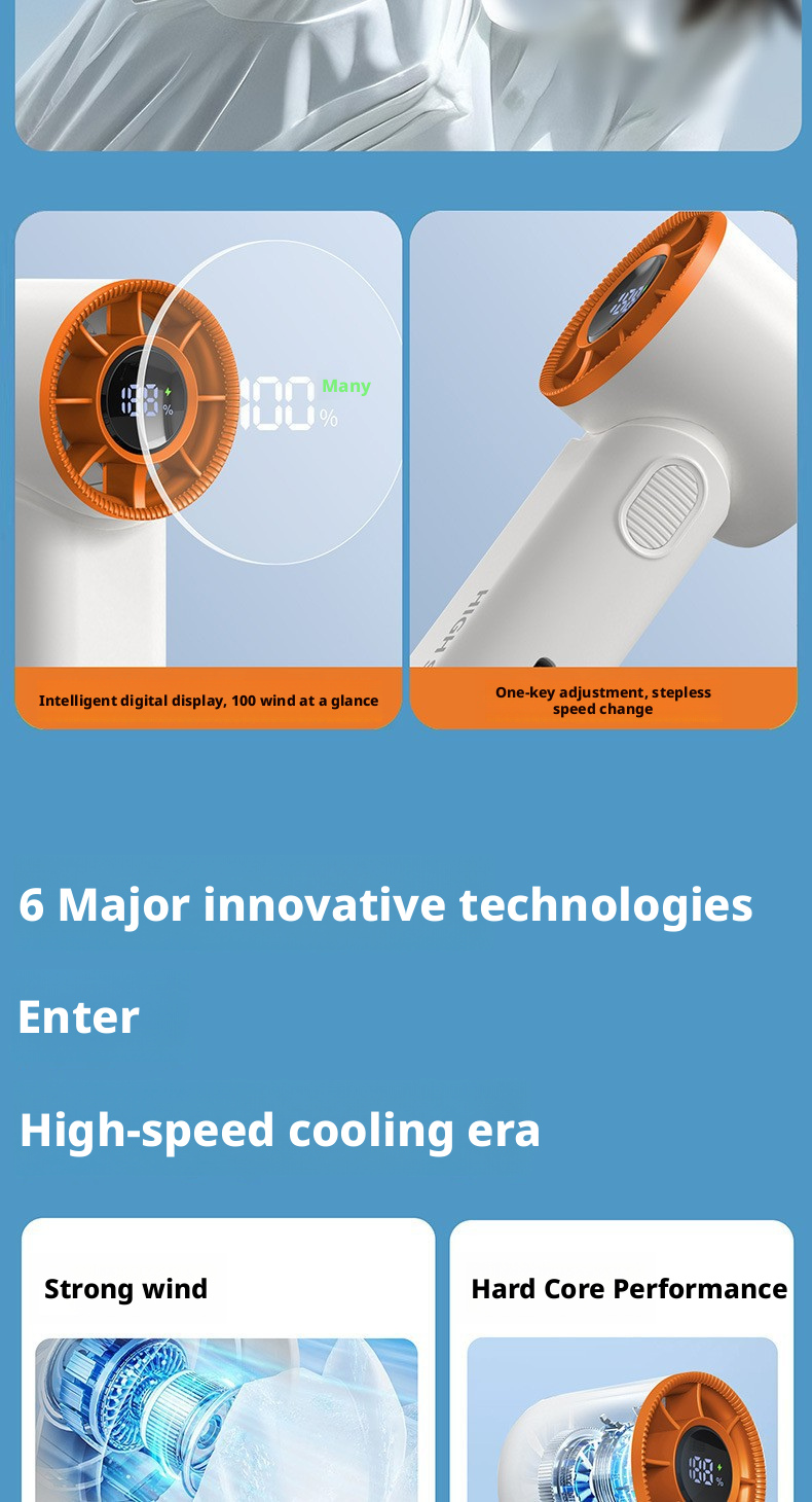 Customized 2000mAh Battery Mini Portable Fan With Brushless Motor For Personal Cooling