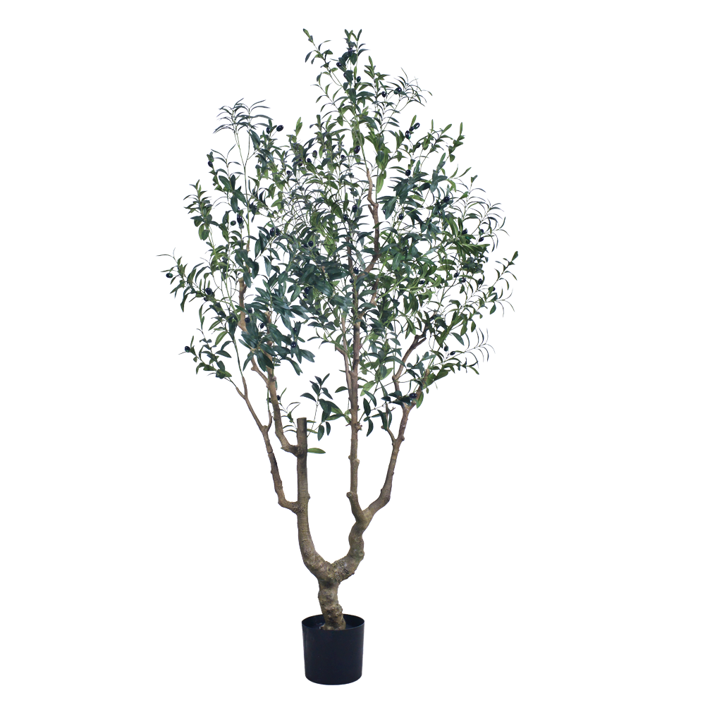 Large Artificial Olive Tree with Real Wood Trunk - 7FT & 8FT Sizes for Hotel Lobby & Luxury Villa Entrance Decor