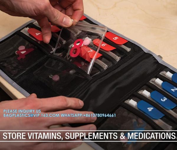 Travel Pill Organizer For Vitamins, Medication, Prescriptions, Or Medicine Storage Color Coded 16 Slot Sliml