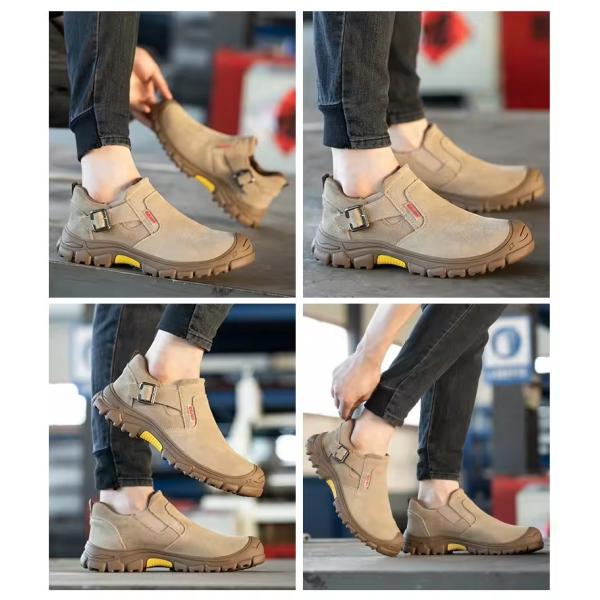 OEM/ODM Горячая продажа кожи сварщик рабочие ботинки без кружева стальной защитные туфли для мужчин промышленная оптовая торговля