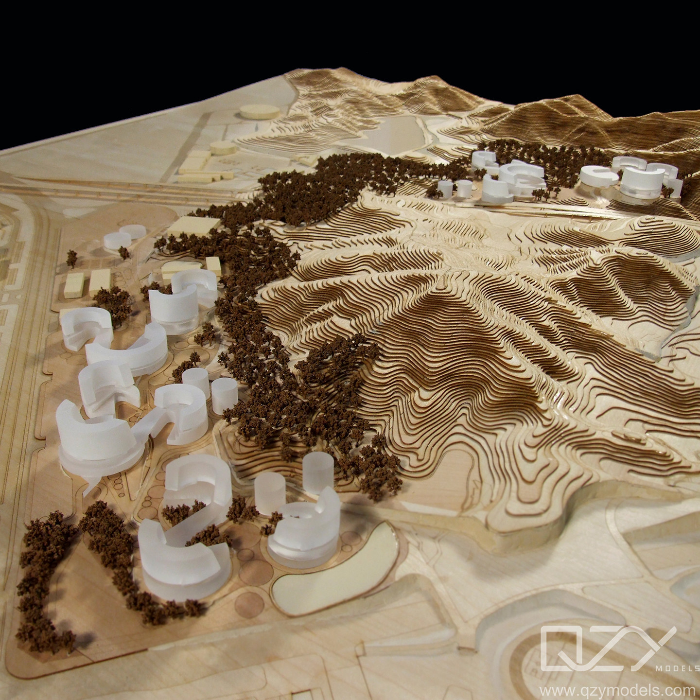 Wood Art Scale Model | 1:1500 CUHK Shenzhen Campus Terrain & Masterplan