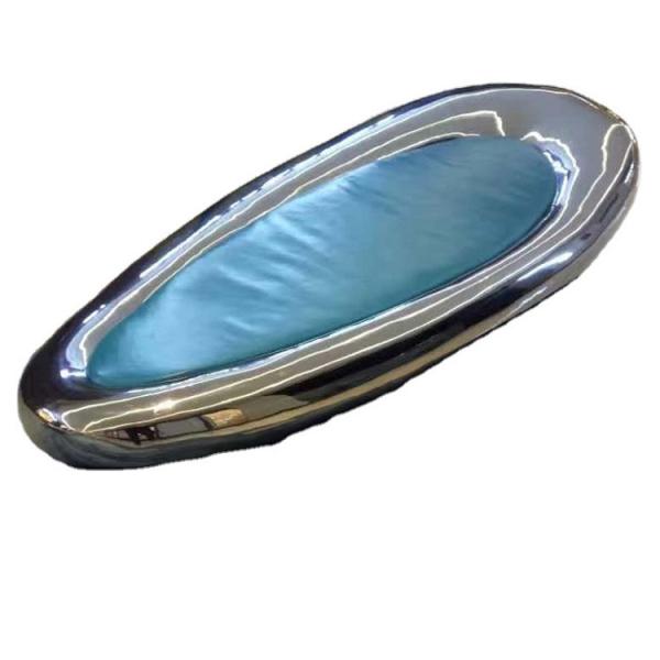 Garden Stainless Steel Pebble Sculpture Silver Mirror Surface