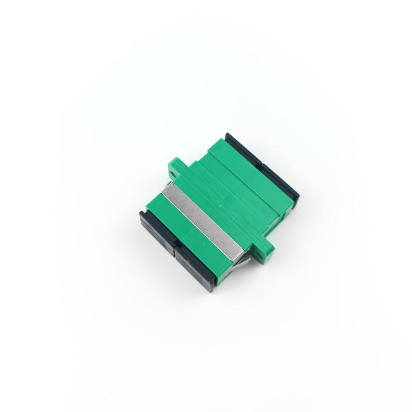 SC APC Dustproof Duplex Coupler com conexão ativa de fibra óptica verde de 2 portas