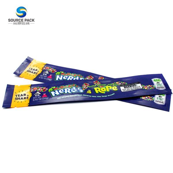 Gummy Candy Mylar Bag Three Side Sealed Zipper Custom Printed Glossy Packing