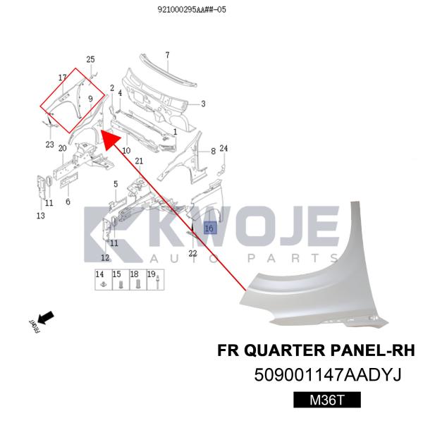 OEM 509001147AADYJ ALLA FRONTE derecha del M36T EXEED VX