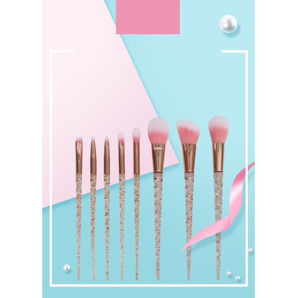 8PCS Fashion Design Cosmetic Brush Pink Glitter Plastic Handle Makeup Brush