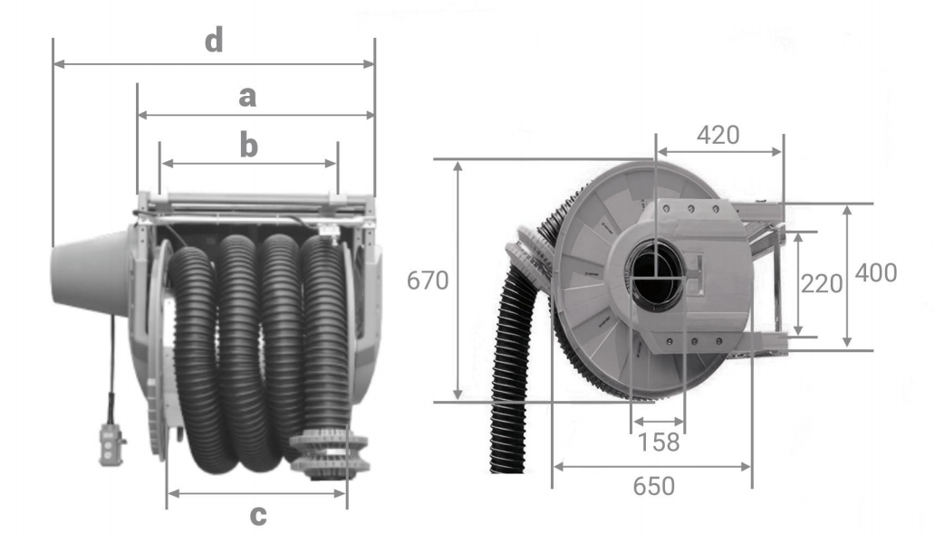 Electric Exhaust Hose Reel High Temperature Retractable Vehicle Fume Extraction System
