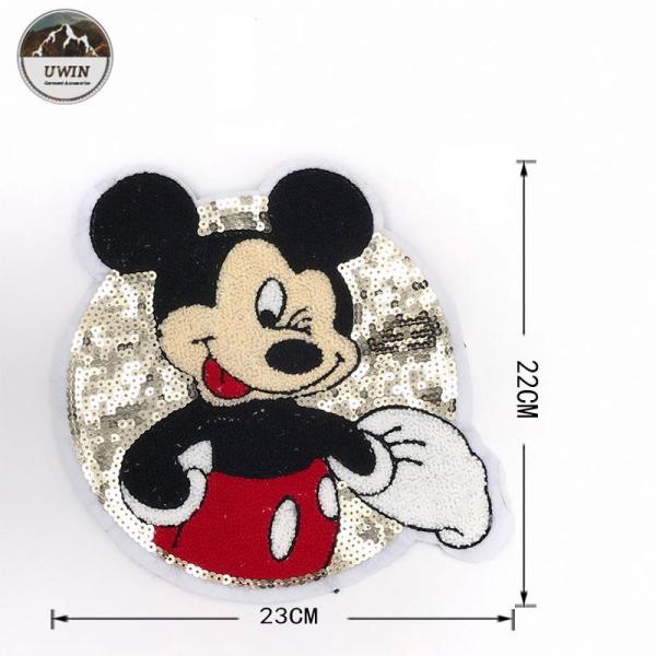 Cartoon Mouse Disney Embroidered Patches , Popular Disney Sew On Patches Custom Color