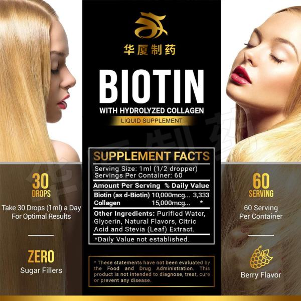 25000mcg Biotin Hair Growth Drops Strong Nails Glowing Skin 60ML
