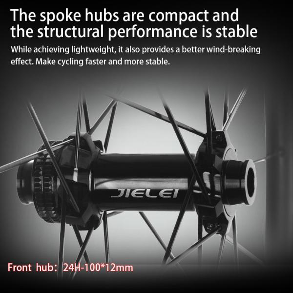 JIELEI High Quality 32mm Carbon Bicycle Wheelset 700c 24 Holes Four Claw Clincher Disc Brake Tubeless Wheel