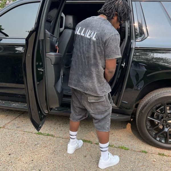 Camisetas de lavado de ácido de verano personalizadas y traje de deporte de carga Camisa y pantalón corto bordados con aplicación vintage para hombres