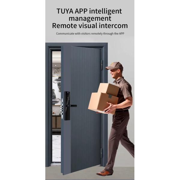 Qleung S819-2Max Smart Door Lock With Card Key Code Fingerprint Recognition Video Calling For Home Apartment For Wooden Door