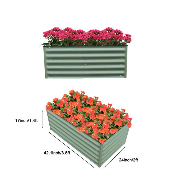 Light Green Metal Vegetable Planters 0.6mm Thick Crimped Edge And Corner