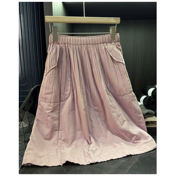 High-end Elegant Temperament Solid Color Quilted Half Skirt Women Autumn Winter New Thickened Slimming Versatile A-line Natural