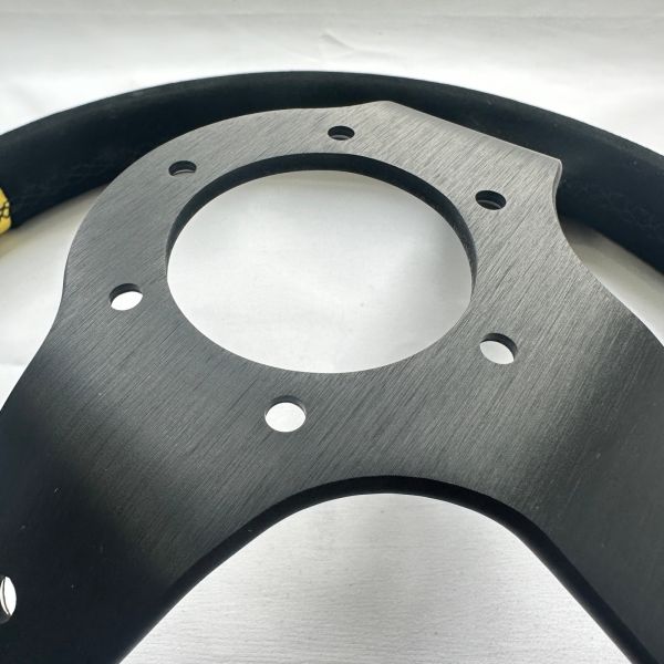 Custom Racing Rally Steering Wheel 90mm Deep Dish 350mm Black Suede 6061 Aluminum
