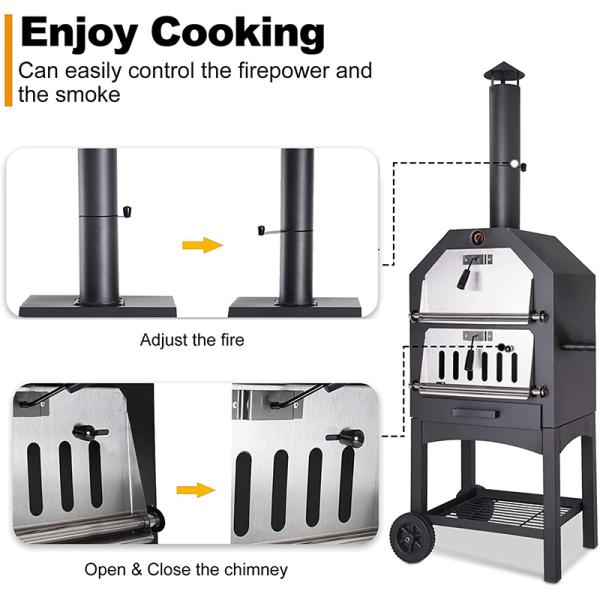 Древесное угольное печь угольная плитка Пиццерия для наружного двора Кухонная площадь 49 * 35 см