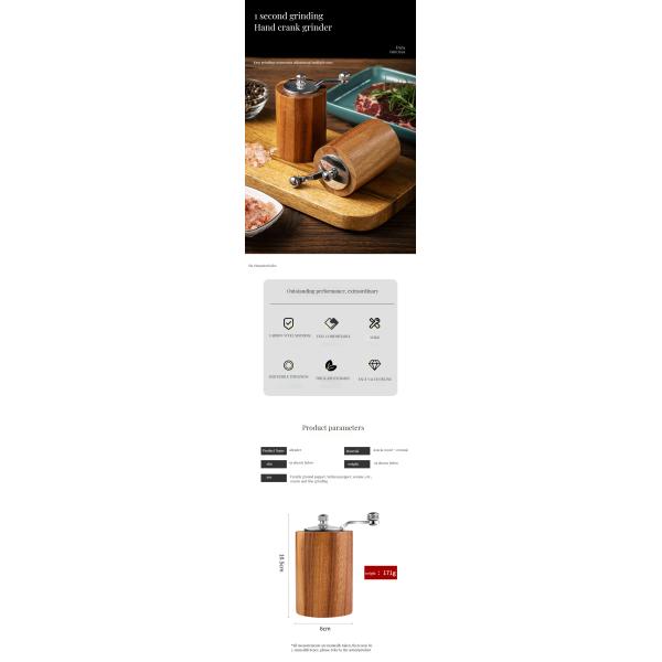Customized Logo Household Flax Seed Grinder and Hand-Cranked Pepper Mill Refillable