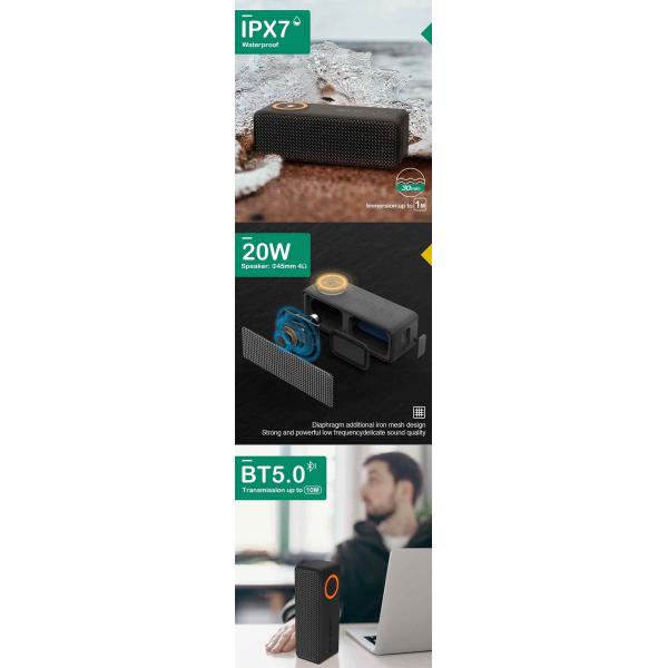 Логотип беспроводного диктора Bluetooth D20 IPX7 заряжателя водоустойчивого изготовленный на заказ