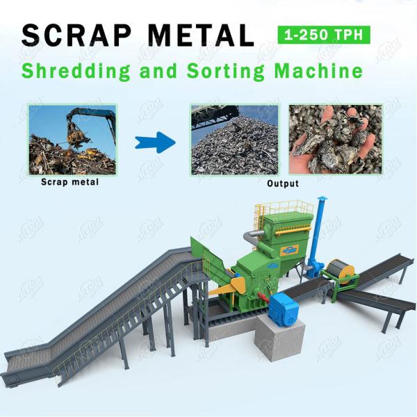 Multifunctional Scrap Metal Recycling Equipment 18.5kw Iron Scrap Crushing Machine
