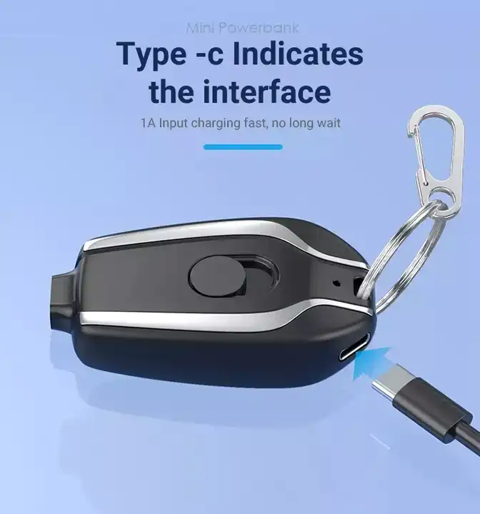Key Power Bank  Keyring Key Chain Wireless Charger Portable Emergency Keychain 1500mah Mini Power Bank Charger with Keychain