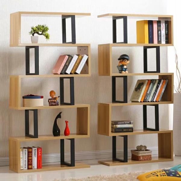 Double-Sided Steel-Wood Bookshelf for Library/Book Shelf/Office Furniture/Booksh Shelf for Clothing/Shoes/Jewelry/Watch