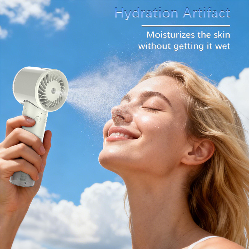 OEM Custom Handheld Spray Fan Mist Cooling Portable Fan USB Rechargeable with Water Tank for Commute & Camping