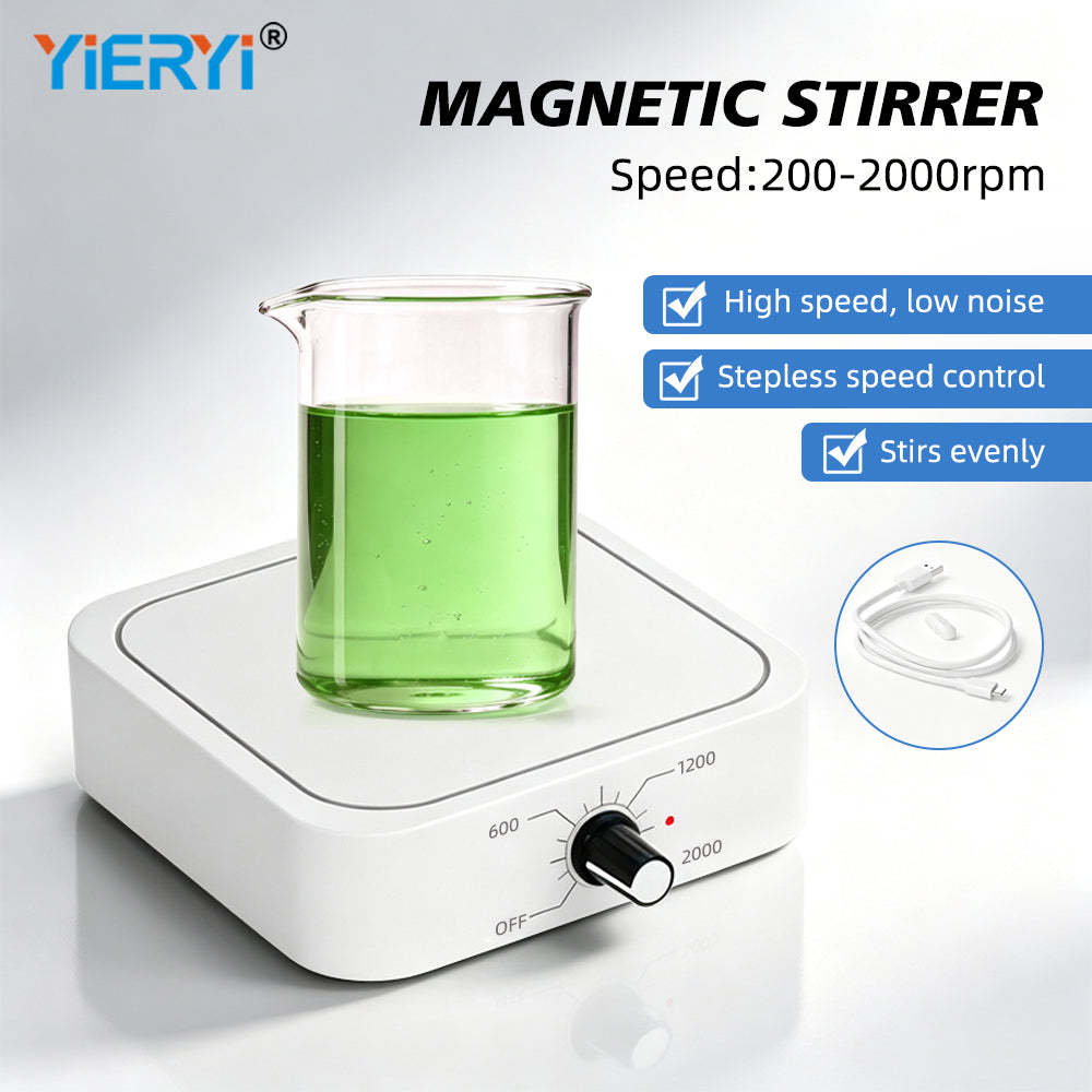 Mini Magnetic Stirrer, USB‑Charged Portable Liquid Mixer, Adjustable Speed 200‑2000 RPM, 1.0‑1.5L Capacity, Low‑Voltage Lab Magnetic Mixing Equipment