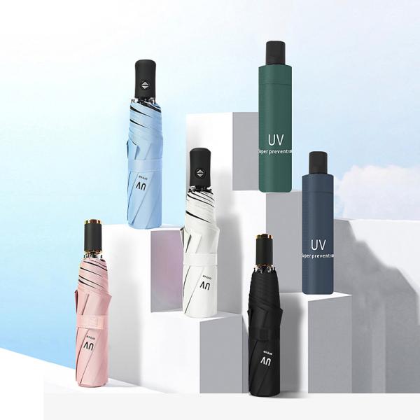 Rubber Coated Handle Vinyl Sunscreen Anti-Ultraviolet Sun and Rain Dual- Folding Umbrella