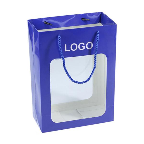 Offset Printing Paper Gift Bags Eco Friendly Kraft Paper Gift Bags With Window